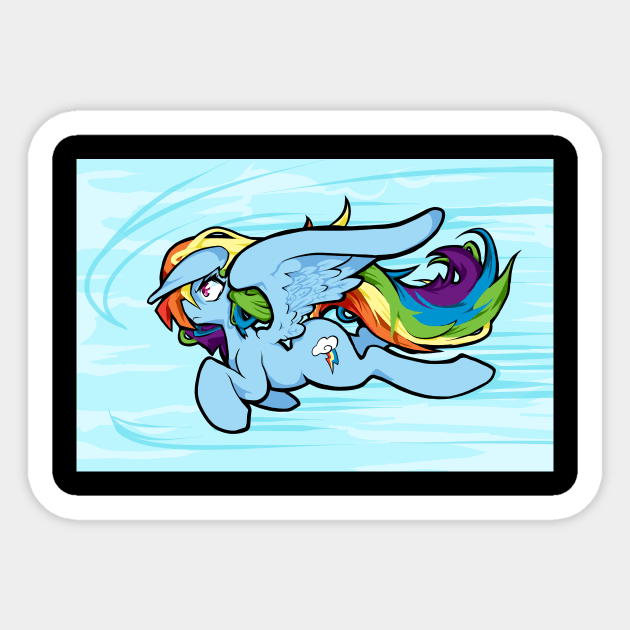 Rainbow Dash in flight Sticker by kizupoko